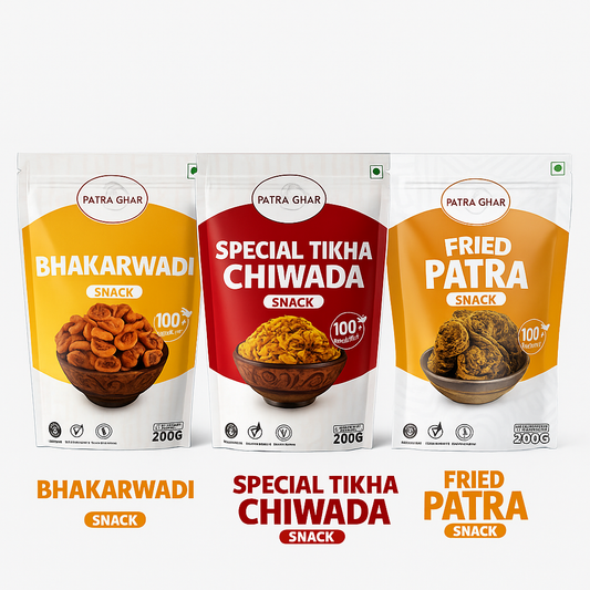 Authentic Snack Combo – Classic Chiwda, Bhakarwadi & Fried Patra